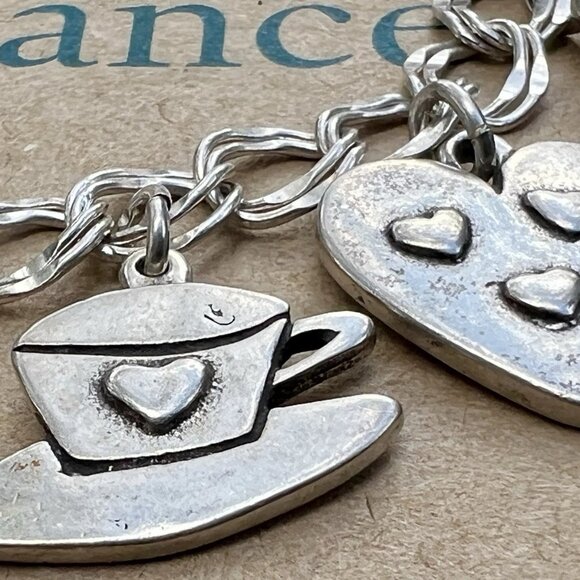 Sundance $538 NEW 7.5” Heart Hand Hat Silver Double Link Charm Handmade Bracelet - Picture 8 of 15